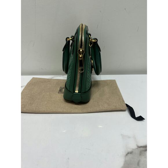 Gucci 640716 Green Woven Leather Mini Boston Bag with Gold Hardware - Picture 5 of 7